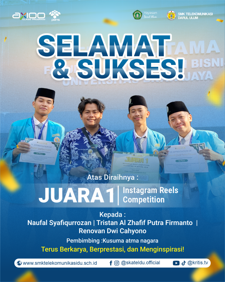 Tiga Siswa SMK Telekomunikasi DU Raih Juara 1